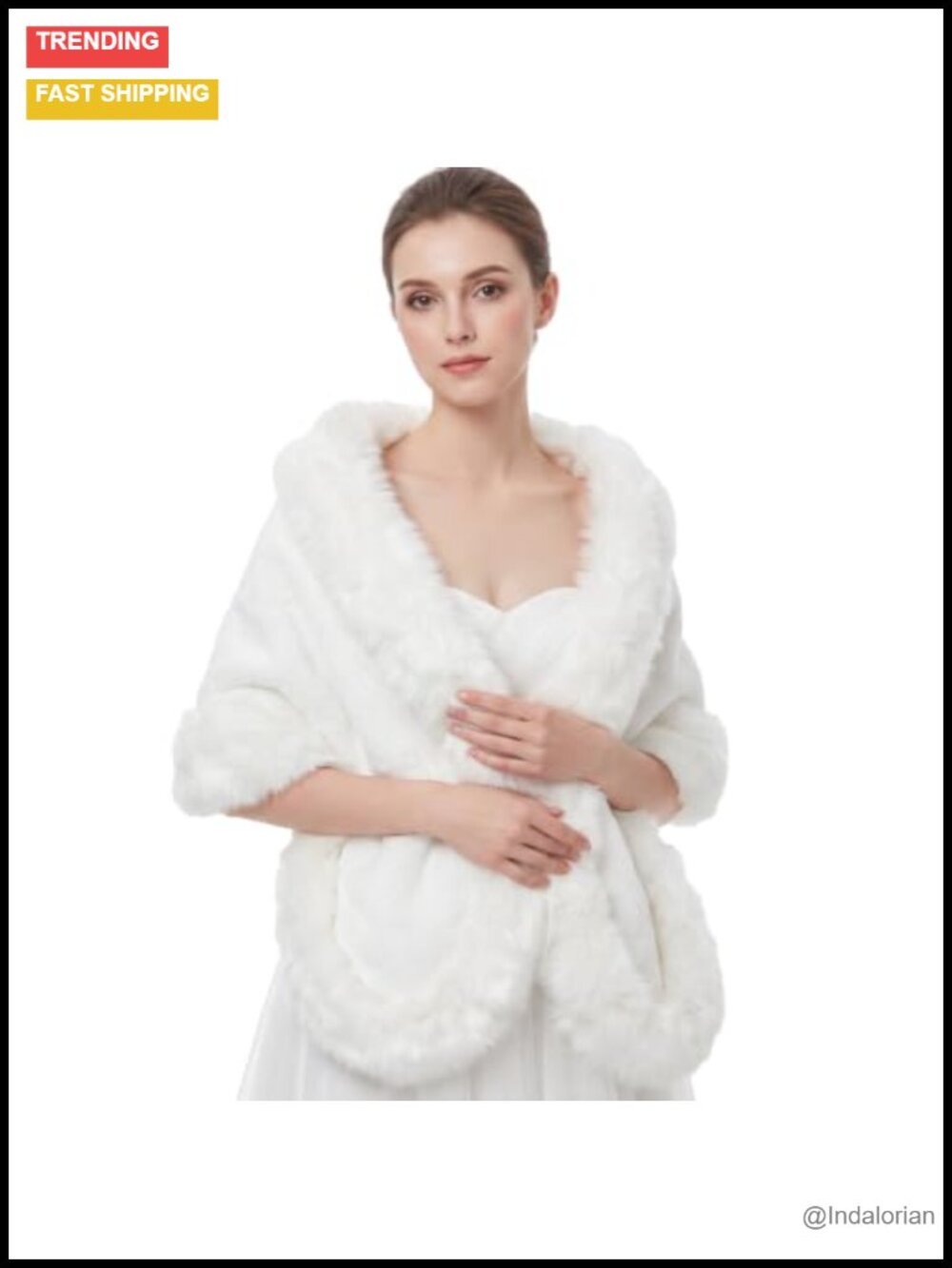 Faux Fur Shawl Stole Long Fluffy Winter Bridal Wedding Wrap